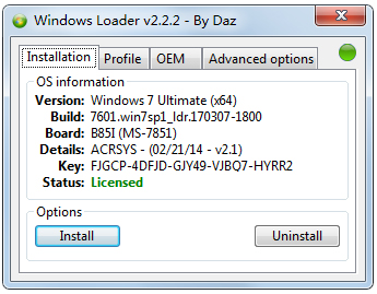 Windows loader(win7) V2.2.2 ɫ