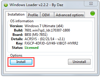 Windows loader(win7) V2.2.2 ɫ